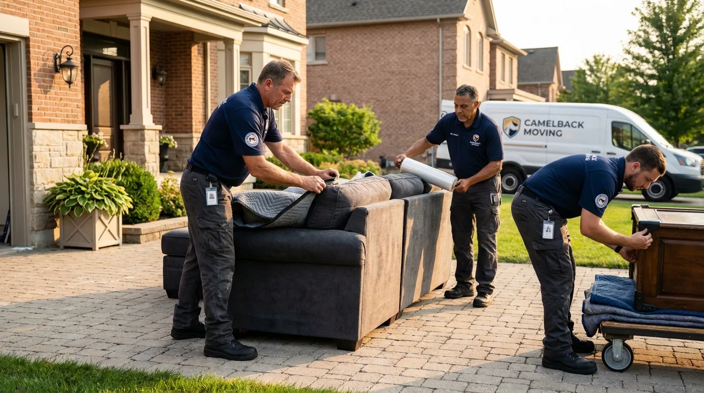 Large estate moving crew wrapping furniture in Ballinger, TX
